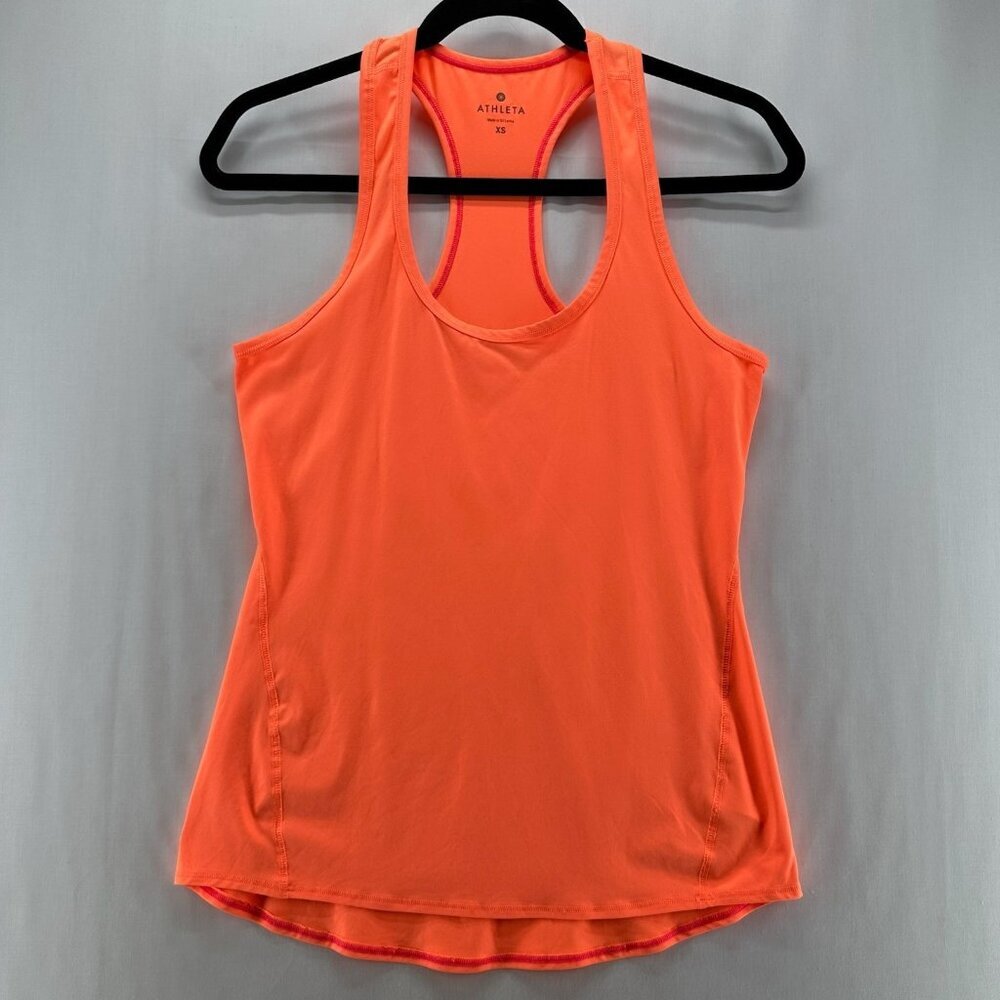 Athleta Top Size XS Chi Tank Scoop Neck Racerback Athletic Workout Neon Orange